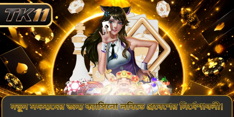 নতুন সদস্যদের জন্য ক্যাসিনো লবিতে প্রবেশের নির্দেশাবলী।